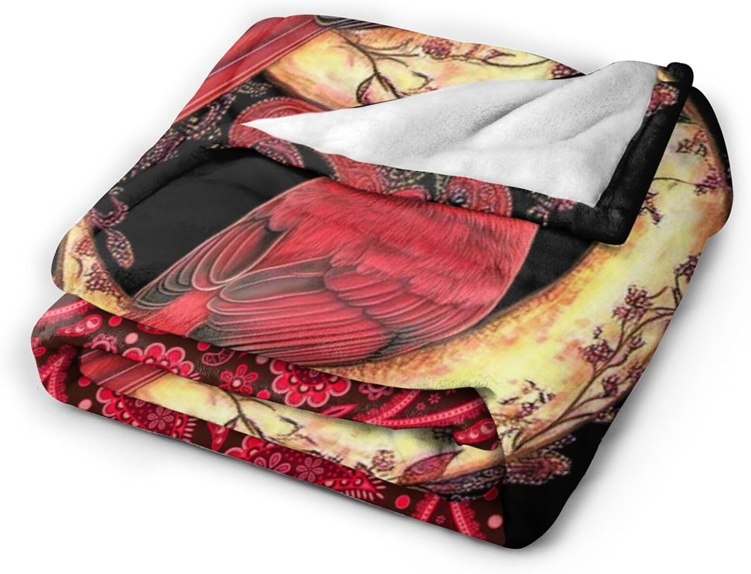 Cardinal Blanket Cardinals Moon Throw Red Bird Christmas Blanket Flannel Stuff Merch Cozy Decor Fleece Plush Fuzzy Warm Soft Lightweight Bedding Gifts for Lover Girls Women Men Boy Couch Sofa 50"X40"