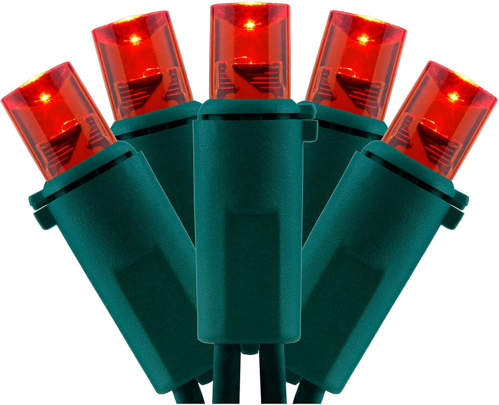 YULETIME 200 Red Wide Angle LED Christmas Lights, 66 Feet Green Wire UL Certified 5mm Holiday String Light Set (Red)