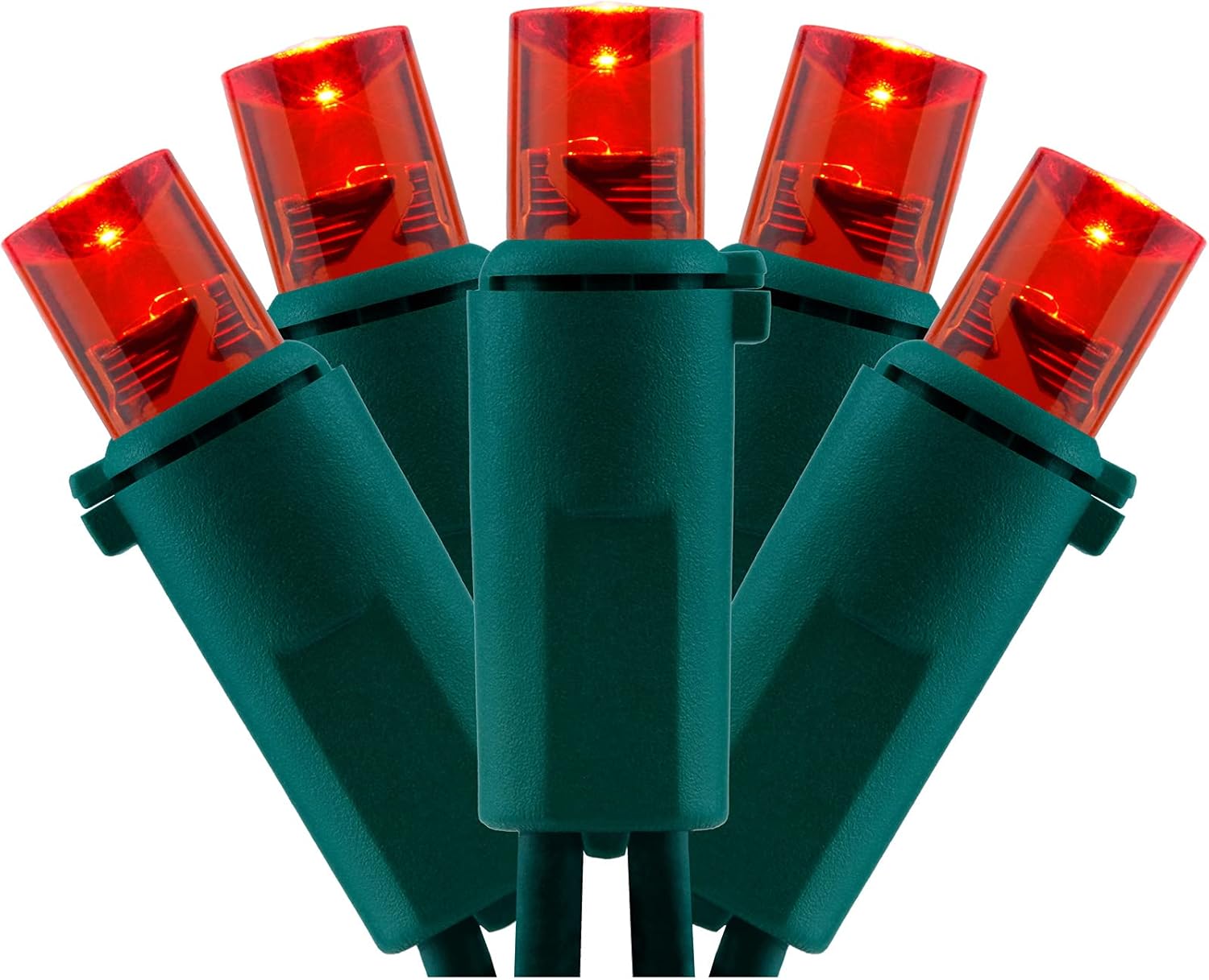 YULETIME 200 Red Wide Angle LED Christmas Lights, 66 Feet Green Wire UL Certified 5mm Holiday String Light Set (Red)