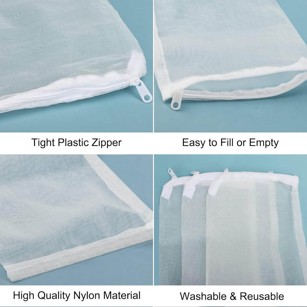 Segarty Aquarium Filter Bags High Flow, 10 Pack 0.15mm Mesh Bag 7.7 x 6 Inch Reusable White Nylon Media Net Bags with Plastic Zipper for Bio Balls, Ceramic Rings, Activated Carbon, Charcoal, Fish Tank