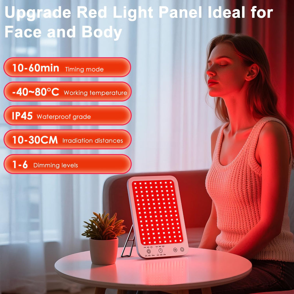 Red Light Therapy for Face and Body, Dual 660nm & 850nm Near Infrared Red Light Therapy Panel with Adjustable Stand and Timer, 3 Modes and 6 Brightness Levels,Ideal Gift for Family & Friends