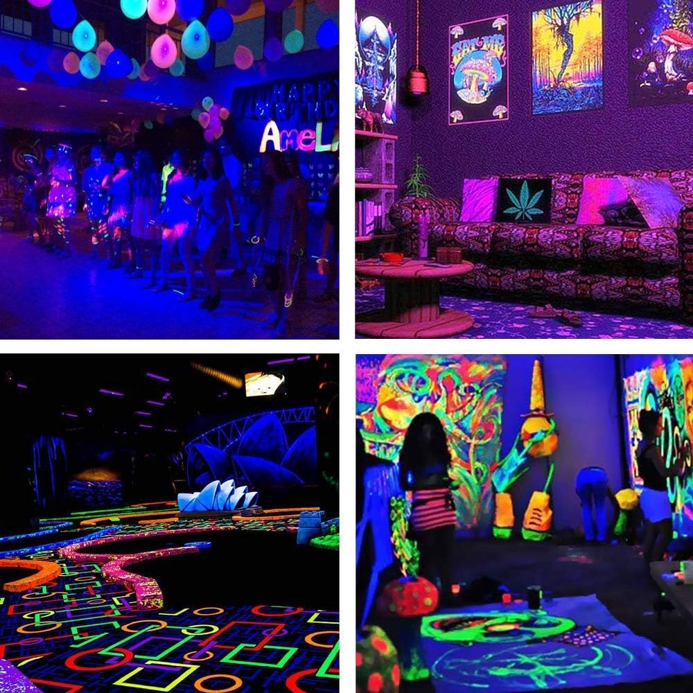 10W LED Black Lights,Blacklight Flood Light with Plug IP66 Waterproof,Outdoor Blacklight for Halloween Dance Party, Glow in The Dark, Aquarium, Body Paint, Fluorescent Poster, 5 Pack