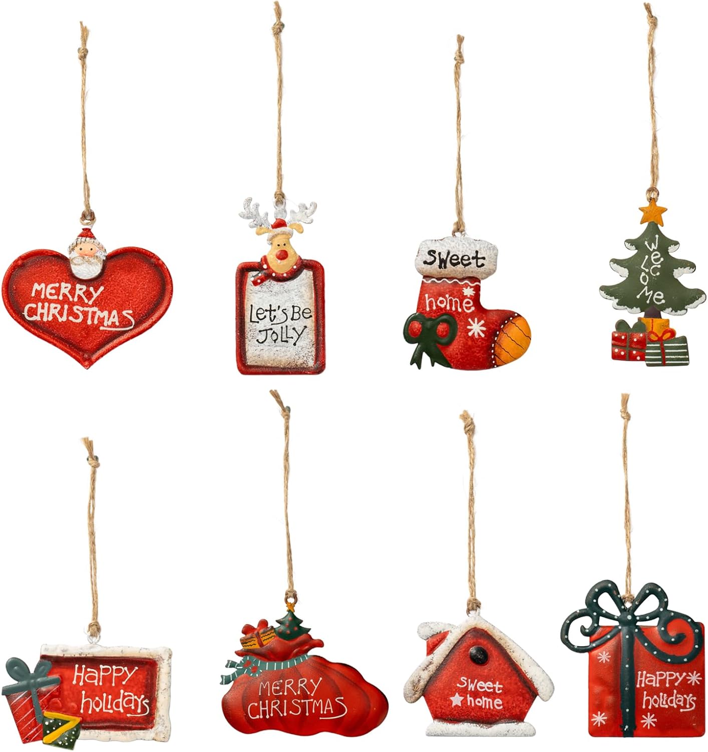 Christmas Tree Ornaments Tin Santa Snowman Decorations Hanging Pendants Ornaments Christmas Hanging Ornament Xmas Holiday Décor