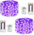 JMEXSUSS 2 Pack Christmas Fairy Lights Battery Operated, Total 200 LED 66ft Purple Christmas Lights with Remote, 8 Modes Twinkle String Lights Light for Halloween Tree Indoor Outdoor Decorations