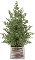 Briful Artificial Christmas Tree 21.2’’ Tall, Mini Tabletop Xmas Tree with Pinecones in Rustic Wooden Box, Small Faux Cedar Tree for Home Office Holiday Decor, Farmhouse Winter Table Centerpiece