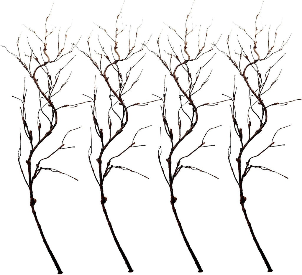 4Pcs Bendable Realistic Artificial Tree Branches Faux Cherry Blossom Wood Craft Twigs Garland Grape Cane Vines Plants Stick Wall Hanging Climbing Tree for Minimalist Halloween Arch Decoration