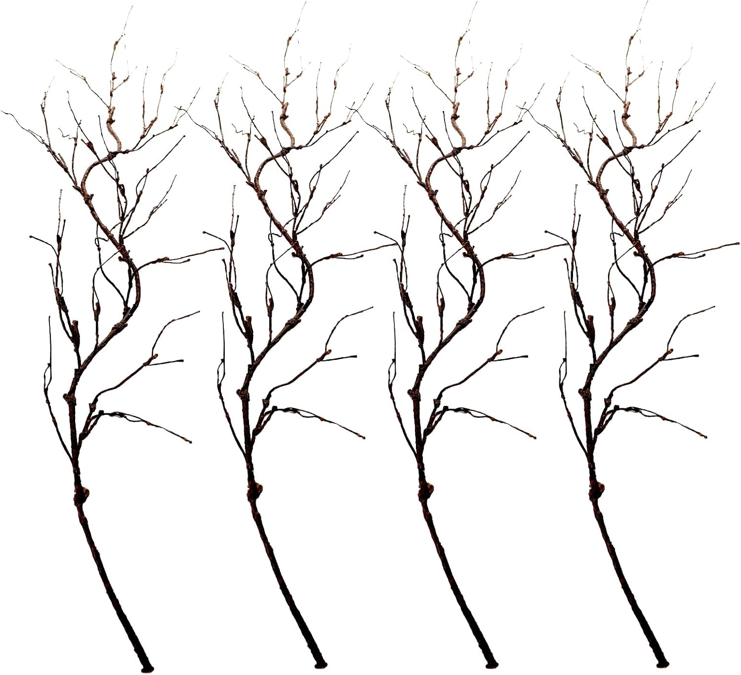 4Pcs Bendable Realistic Artificial Tree Branches Faux Cherry Blossom Wood Craft Twigs Garland Grape Cane Vines Plants Stick Wall Hanging Climbing Tree for Minimalist Halloween Arch Decoration