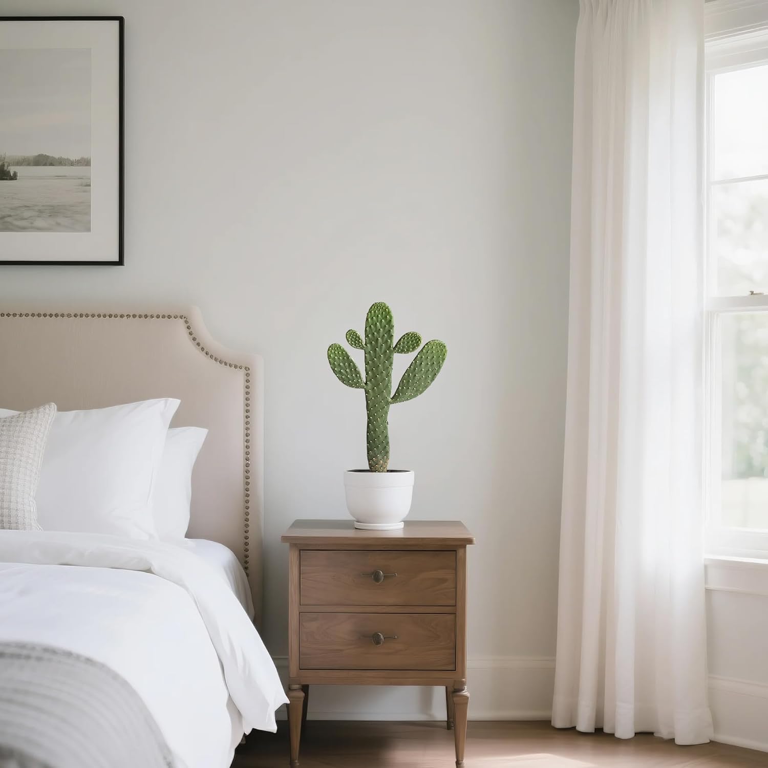 Artificial Cactus Potted Plant Faux Cacti 19 Inch Cactus Plant with Black Planter for Home Garden Office Decor Indoor Outdoor