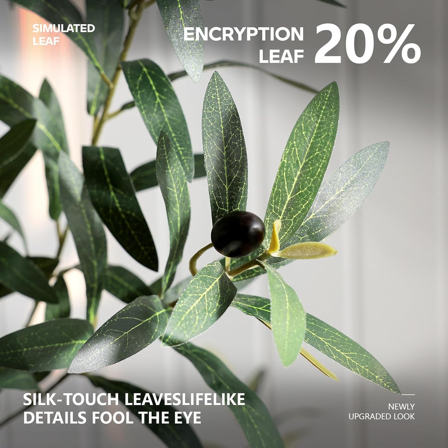 Olive Trees Artificial Indoor, 8FT Tall Faux Olive Tree with Round White Planter, UV Resistant Outdoor Large Fake Olive Plants for Modern Home Decor Living Room Office