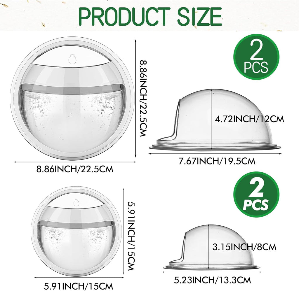 4 Pcs Wall Fish Tank Wall Aquarium Hanging Fish Bowls 9in 6in Acrylic Fish Bubble Ecosphere Decor Fish Bubble Hanging Fish Bowl Clear Vase Flower Plant Pot