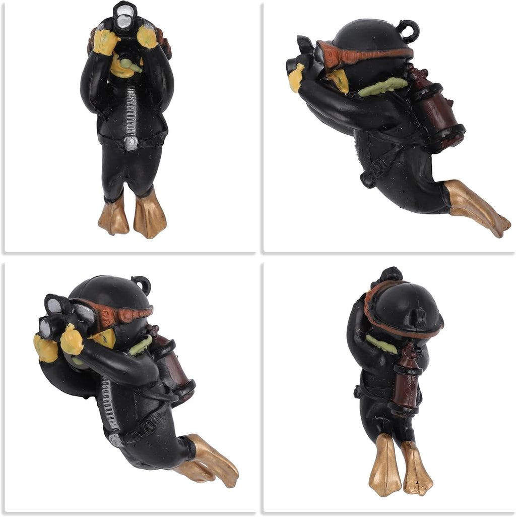 Diver Aquarium Decorations, Floating Diver Fish Tank Decorations, Floating Cartoon Diver Decor, Fun Floating Fish Decoration, PVC Diver Decor, Black, 1 Set