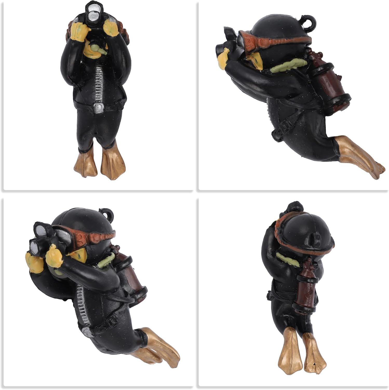 Diver Aquarium Decorations, Floating Diver Fish Tank Decorations, Floating Cartoon Diver Decor, Fun Floating Fish Decoration, PVC Diver Decor, Black, 1 Set