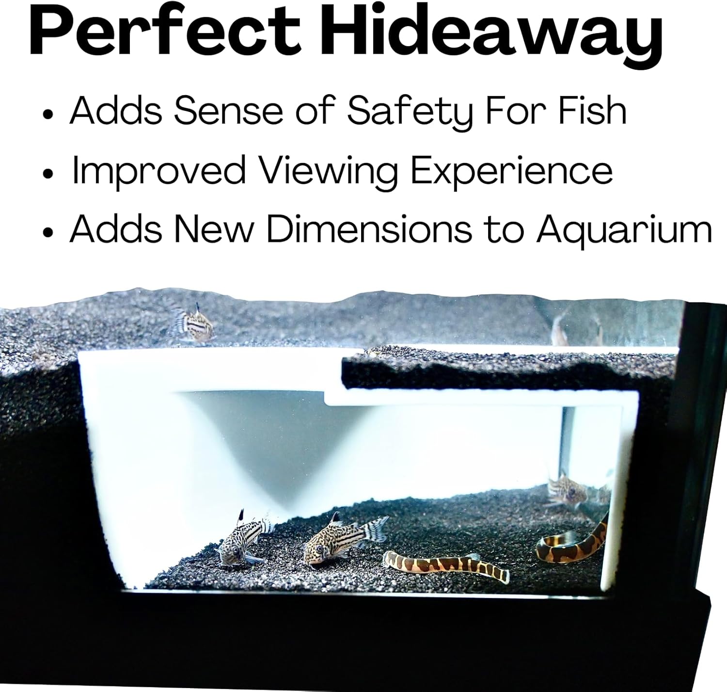 Aquarium Underground Two Hole Corner Cave | Viewing Fish & Shrimp Tunnel | Fish Tank Undergravel Hide Decor Decoration Hideout Perfect For Corydora Catfish, Kuhli Loach, Pleco, Betta Fish (White)