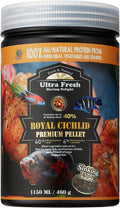 Royal Cichlid Premium Sinking Fish Food, Wild Sword Prawns, All Natural Ingredients, Carnivore Pellets for Large Tropical Fish, 16 oz