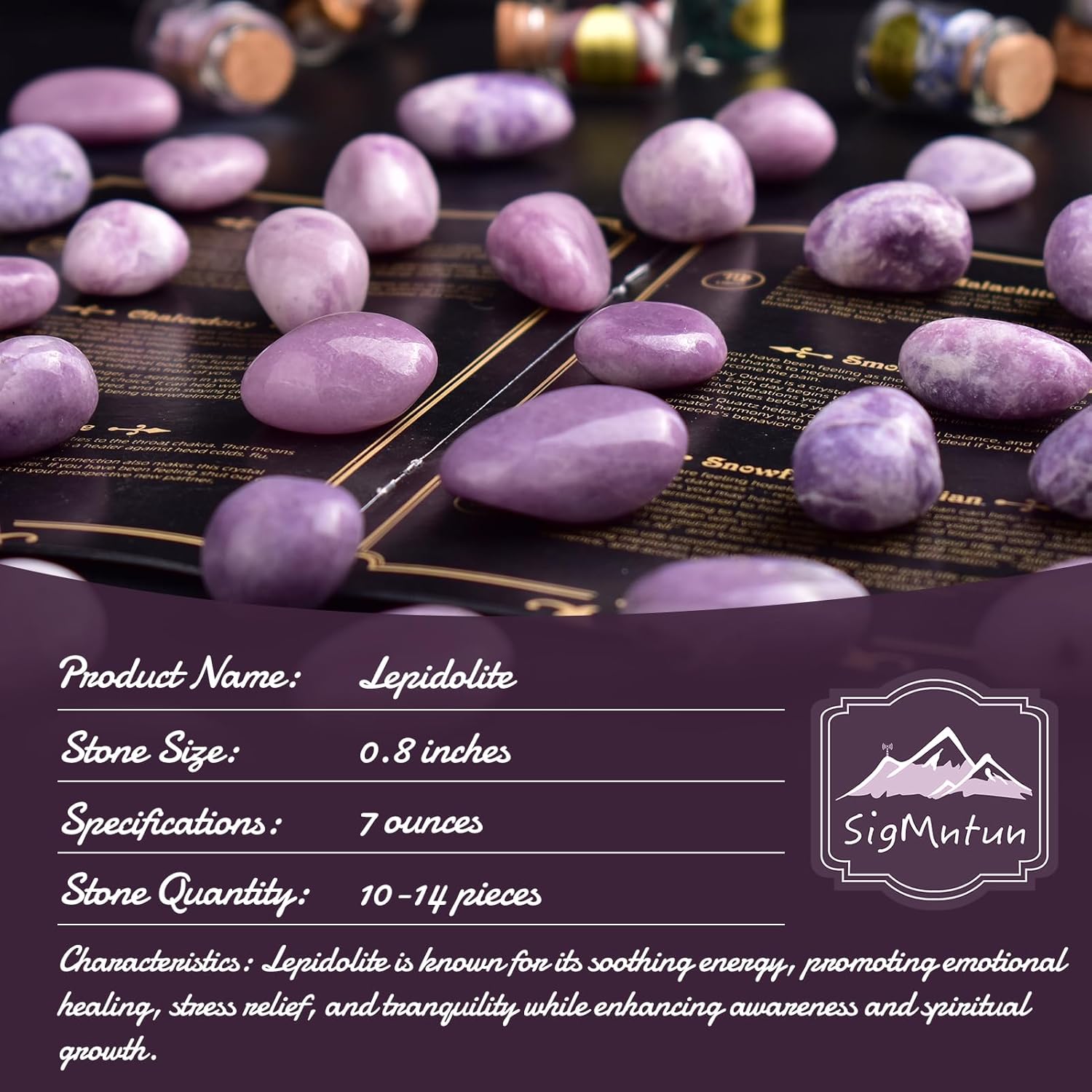 Polished Stone Set Lepidolite Crystals, 0.8" Handpicked Tumbled Gemstones Rocks, Pebbles for Reiki, Chakra, Healing, Home Decor