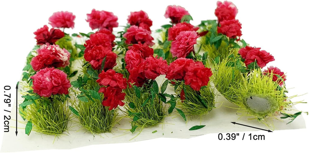 20Pcs Miniature Flower Cluster Grass Flower Tufts for Mini Dollhouse Fairy Garden Railway Simulated Static Scenery Micro Landscape Model (Red)