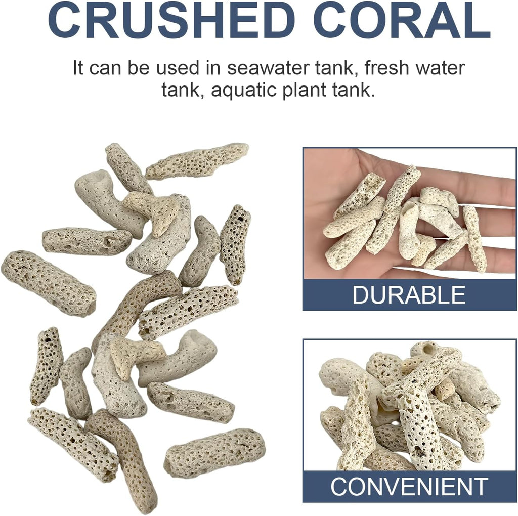 500g/1.1lb Crushed Coral for Freshwater Aquarium - Pre-Bagged pH Raising Filter Media, Reusable Coral Stones for Fish Tank & Pond Filter