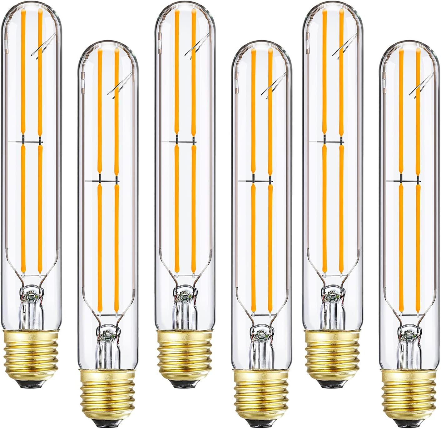 T10 Led Bulb,Dimmable LED Bulb 6W,E26 Tubular Light Bulb 60 Watt,Warm White 2700K,E26 Edison,AC120V,600lm Tube T9 T10 LED Light Bulb for Rustic Pendant,Chandeliers,Wall sconces 6-Pack