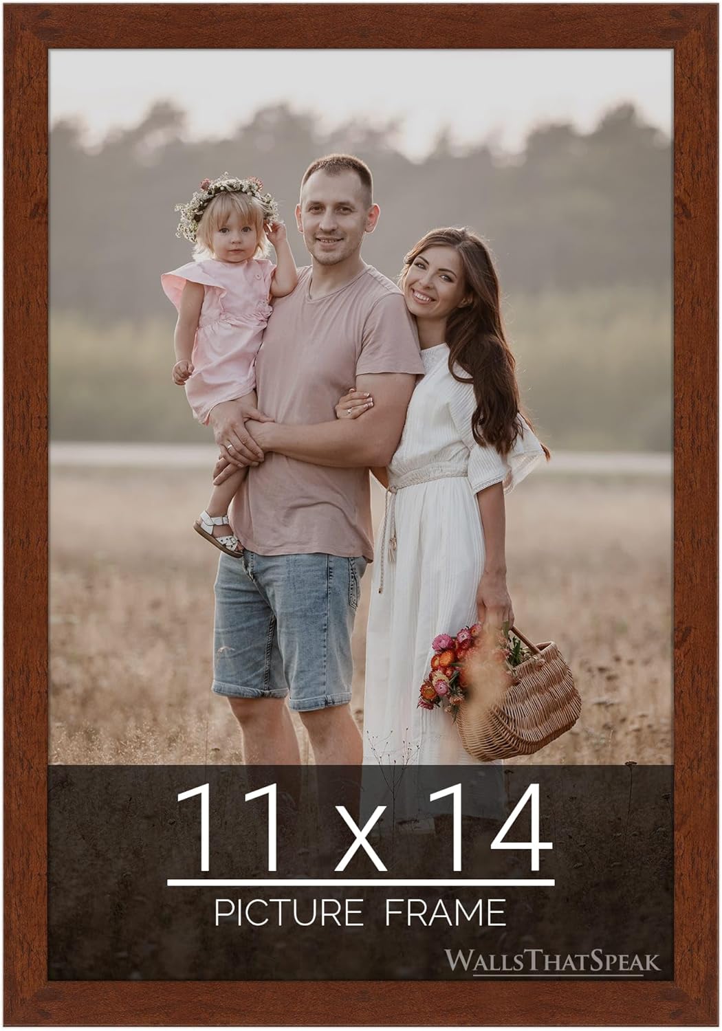 wallsthatspeak 11x14 Dark Walnut Rustic Pine Picture Frame for Puzzles Posters Photos or Artwork