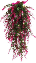 Fake Hanging Planta Faux Hanging Plants Indoor Artificial Decor outdoor Faux Plants UV Resistant Fake Hanging Plants for Wall House Room Patio Indoor Outdoor Home Shelf Office Wall Decor(Fuchsia)