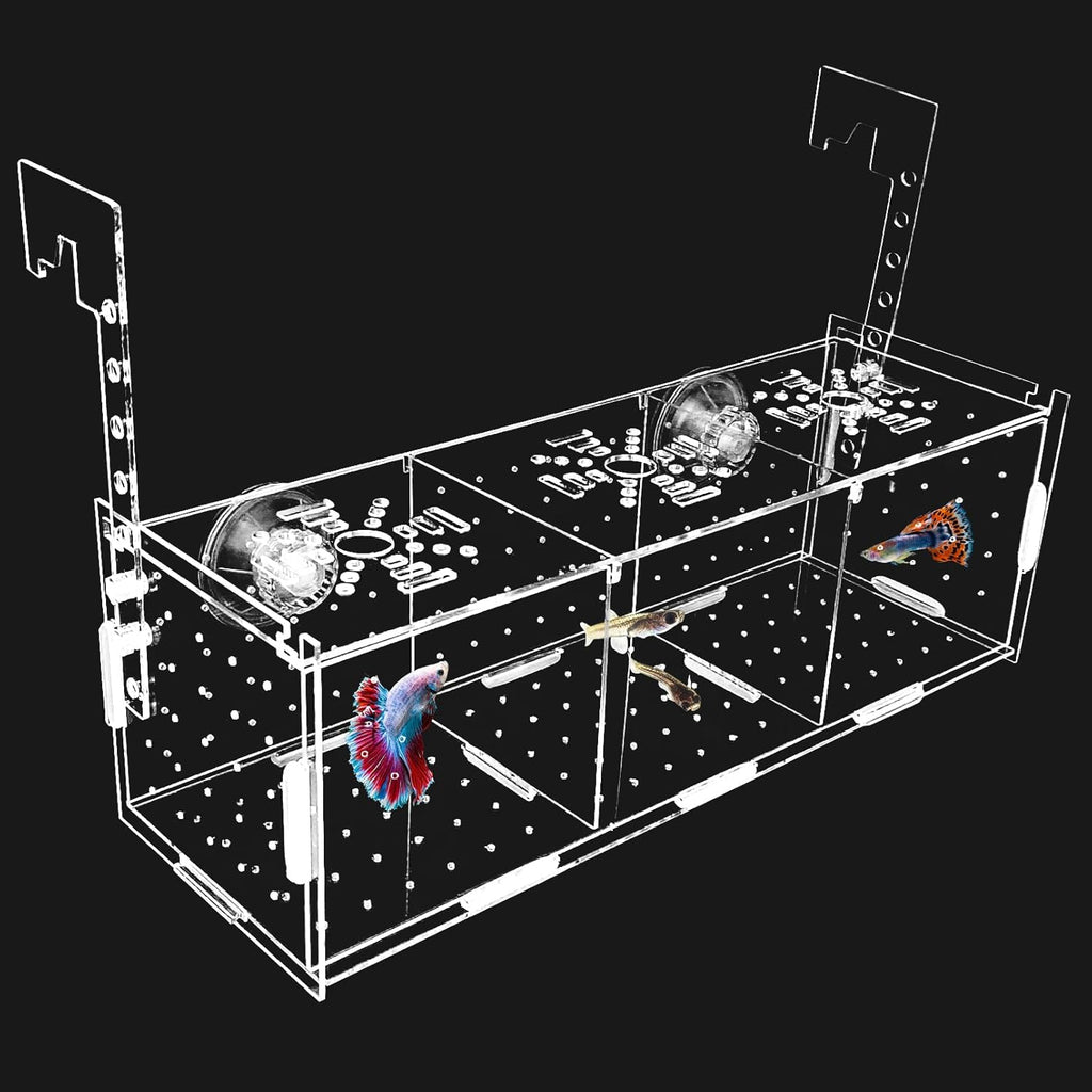 Hamiledyi Acrylic Breeding Isolation Box - Transparent Aquarium Hatchery for Guppy/Shrimp/Small Fish, Safe Nursery Tank with Air Tube & Suction Cups(11.8" × 3.9" × 3.9")