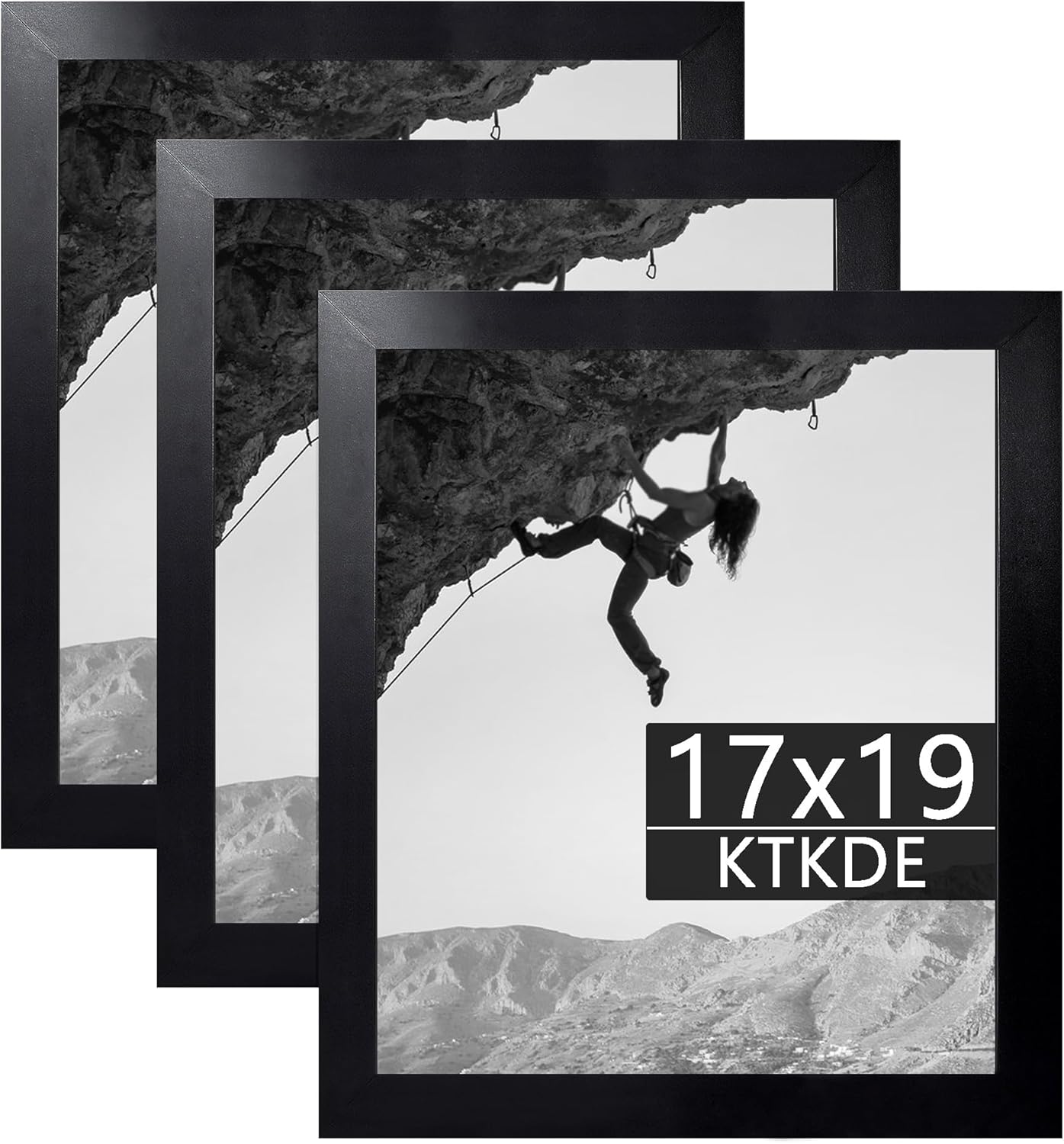 KTKDE 17x19 Poster Frame set of 3, Wall Gallery Picture Frames with Wooden frame for Horizontal or Vertical Wall Mounting