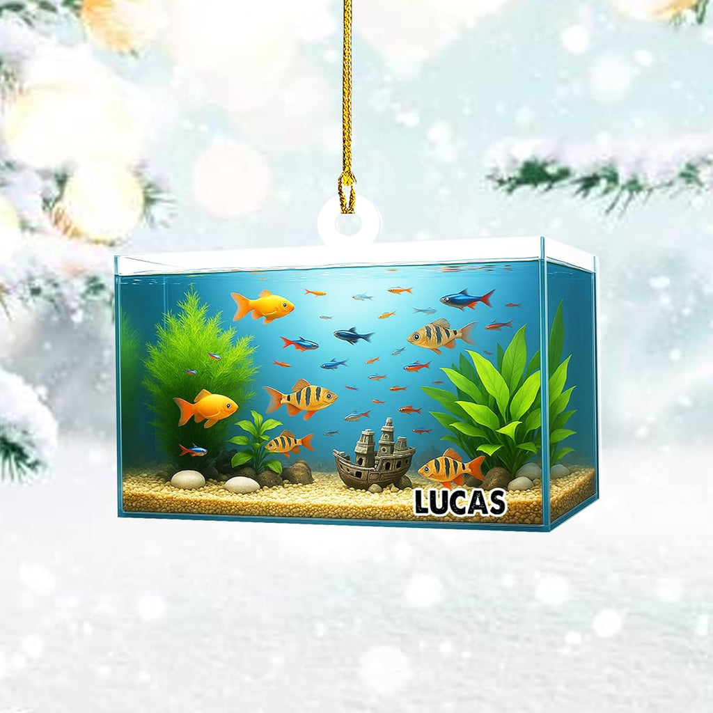Personalized Aquarium Fish Tank Christmas Ornament 2025, Custom Name Clownfish Holiday Tree Decoration, Unique Keepsake Gift for Fish Lovers, Pet Owners, Kids, Aquarists (ON5)