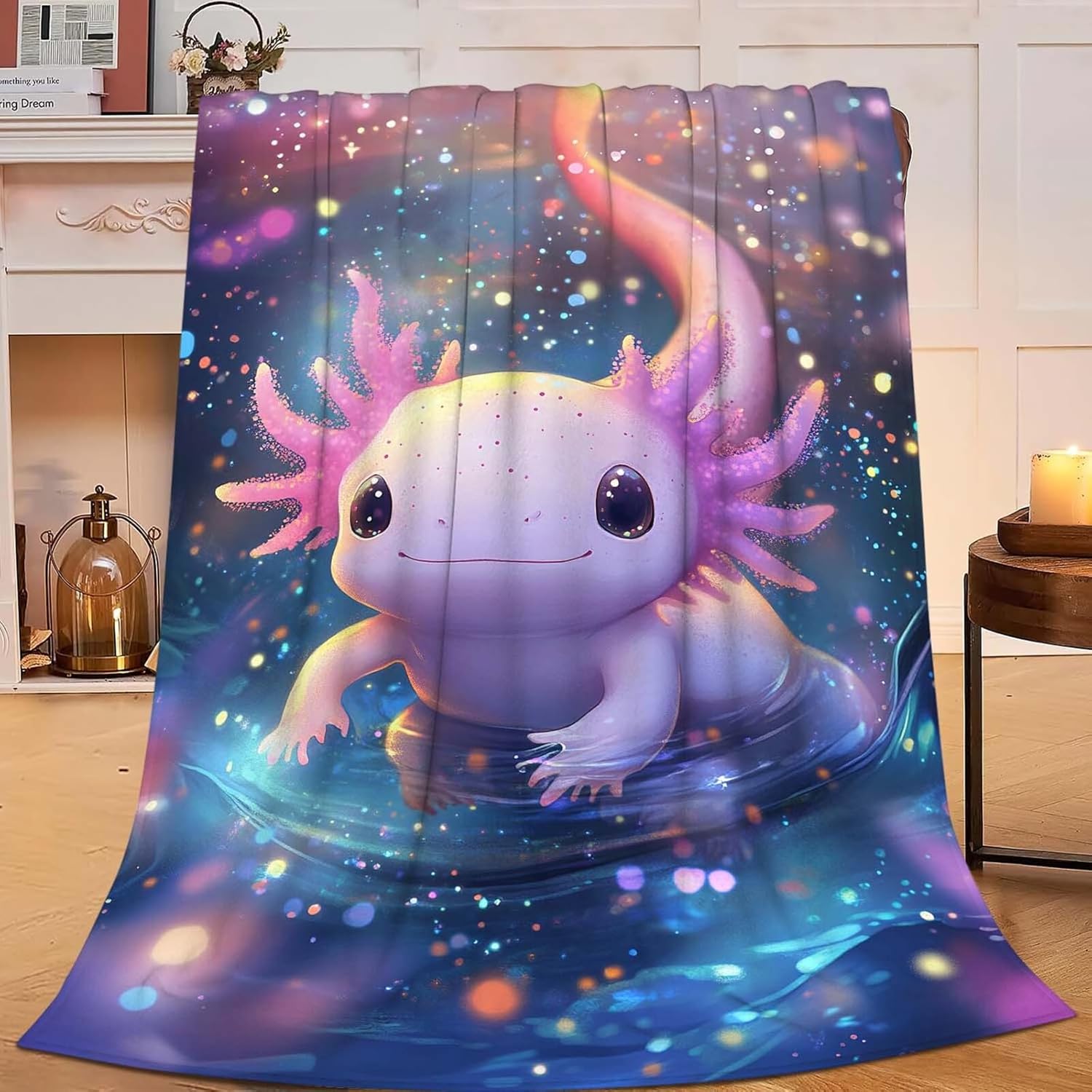 Axolotl Throw Blanket Axolotl Stuff Gifts for Kids Girls Boys Adults Women Man Soft Cozy Warm Plush Fluffy Fuzzy Fleece Blanket Decor 60''X80''