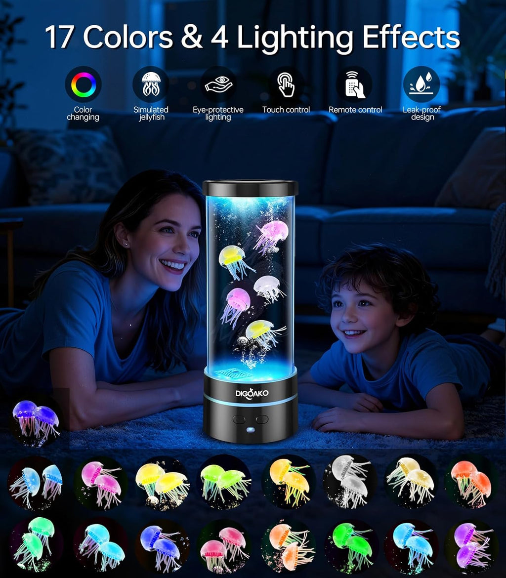 Jellyfish Lamp: LED Jellyfish Tank Lamp, 17 Color Changing Dimmable Aquarium Night Light for Home Office Decor Birthday Christmas Gifts for Adults Kids(LED Decorative)