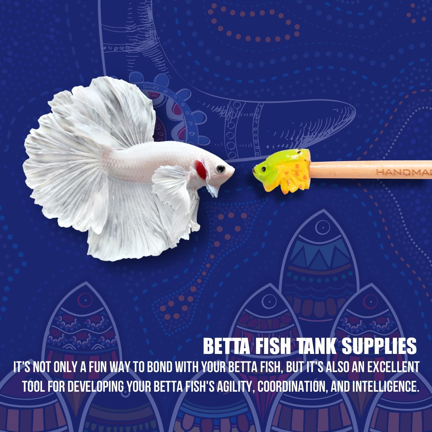 KOIKA Fish Training Stick Toys Fish Tank Decor Betta Training Wand (Growth Bundle (2-Pack & Training Wand)