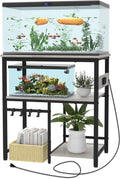 TFK 20-29-37 Gallon Fish Tank Stand, 3-Tier Aquarium Stand with Power Outlet Reptile Tank Stand Heavy Duty Terrarium Stand for Home Office, Gray