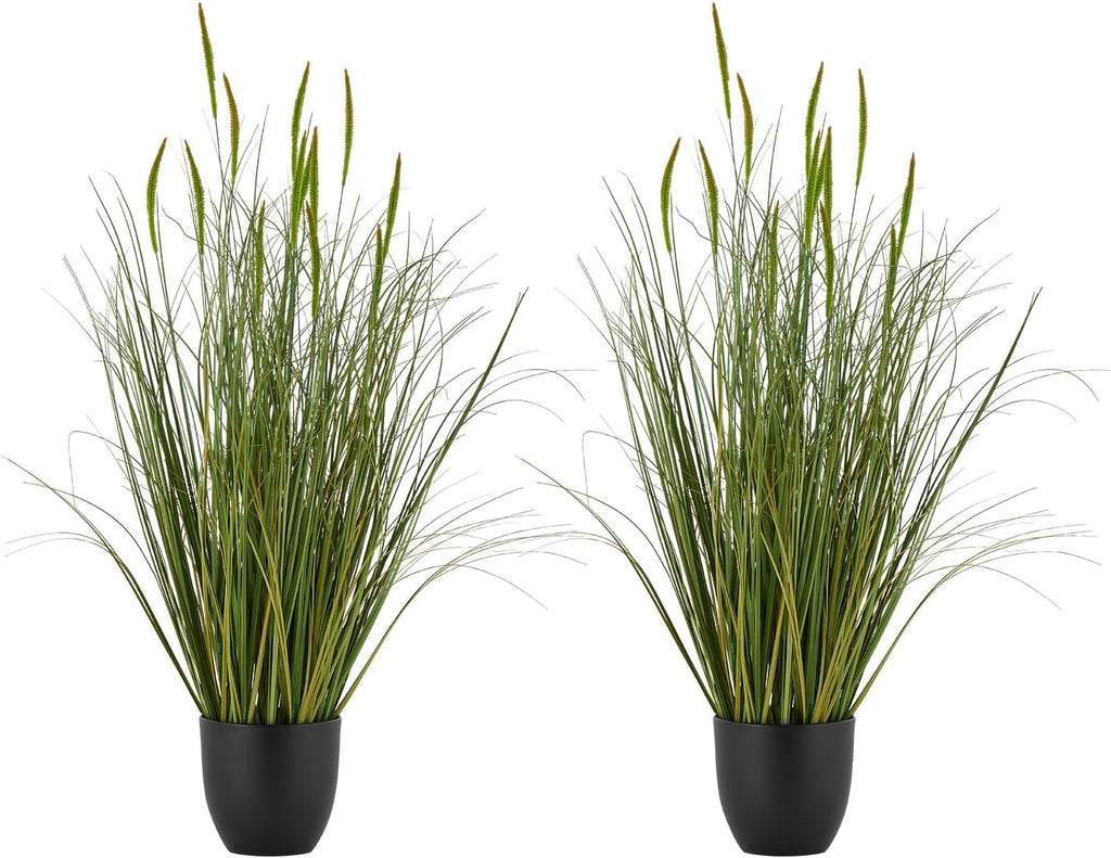VEVOR Artificial Grass Plant, 2 Pack 35 inch Cattail Grass in Pot, Premium PVC Faux Fake Greenery Shrubs Plant for Indoor Outdoor House Home Garden Office Room Décor, Housewarming, Green