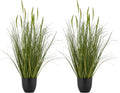 VEVOR Artificial Grass Plant, 2 Pack 35 inch Cattail Grass in Pot, Premium PVC Faux Fake Greenery Shrubs Plant for Indoor Outdoor House Home Garden Office Room Décor, Housewarming, Green