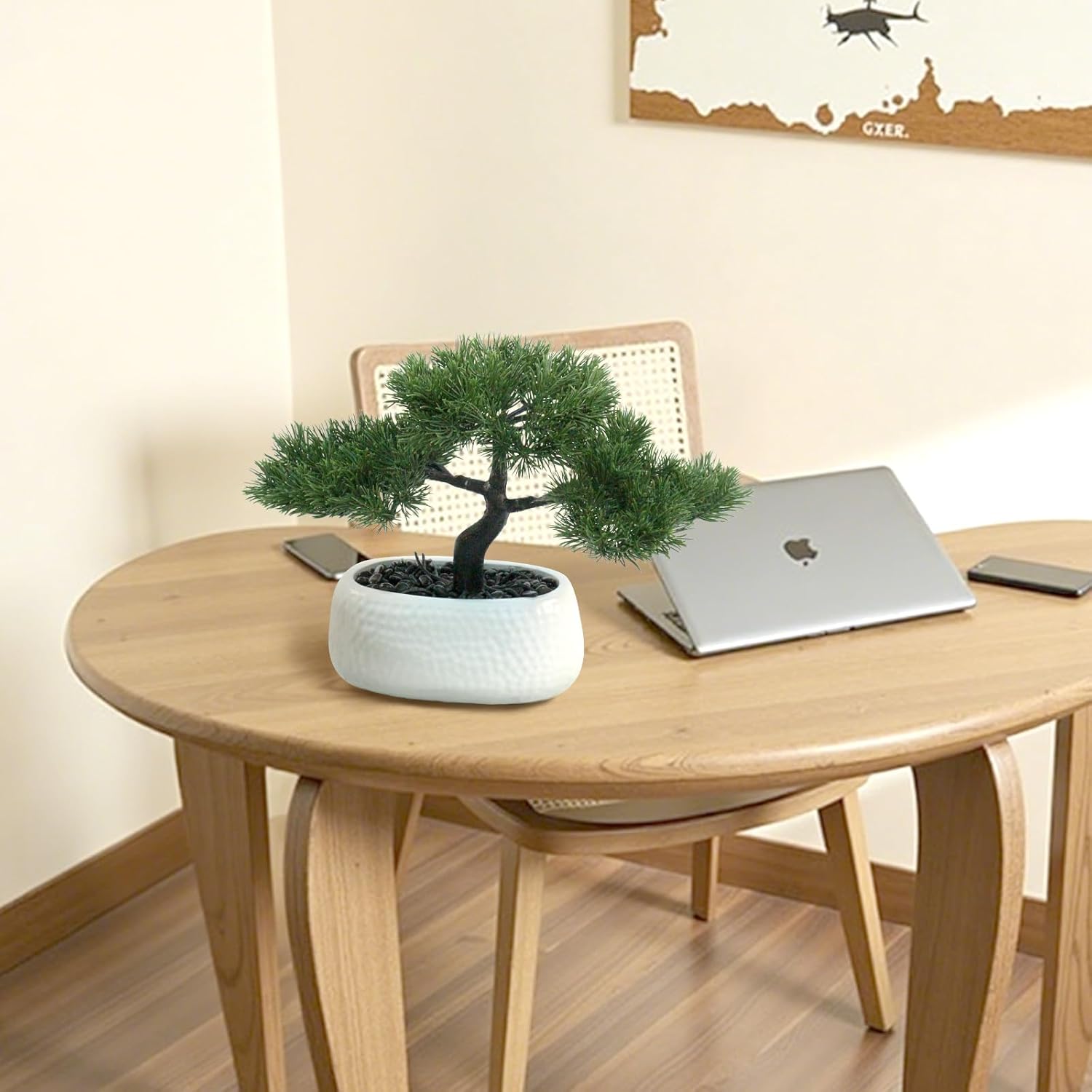 Artificial Bonsai Tree for Office, Faux Bonsai Juniper Small Artificial Plants for Home Entryway Decor Living Room Apartment Bookstore Cafe Desk, Fake Bonsai with Ceramic Pot (13.5 x9.5 in)