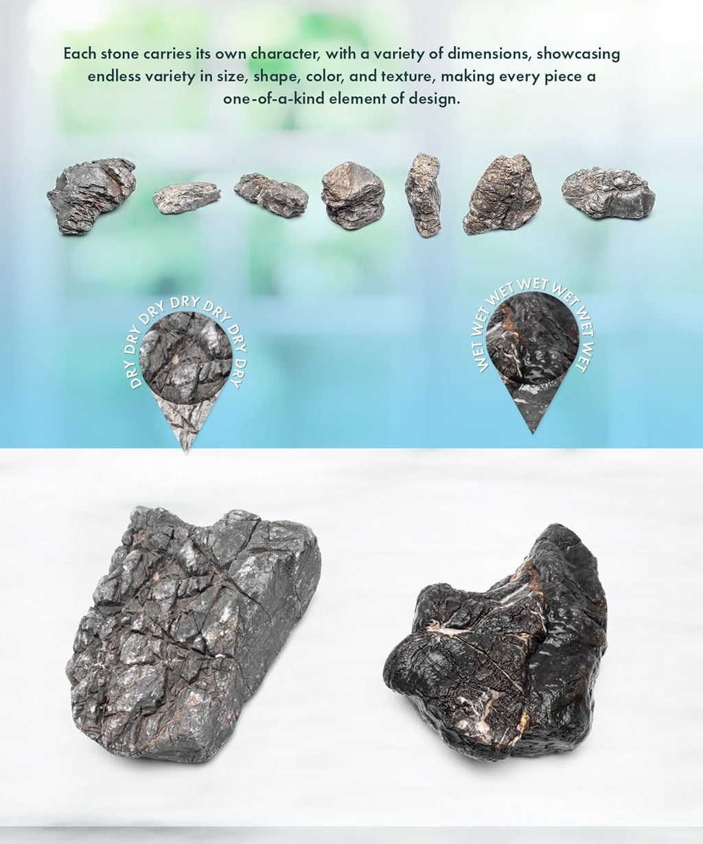 SubstrateSource Natural Aquarium Stones - Neutral Gray with Cream & Brown Accents, Weathered Layered Aquascaping Rocks for Canyon Builds, Betta Fish Tank, Cichlids & Reptile Enclosure - Rhino, 20 LB