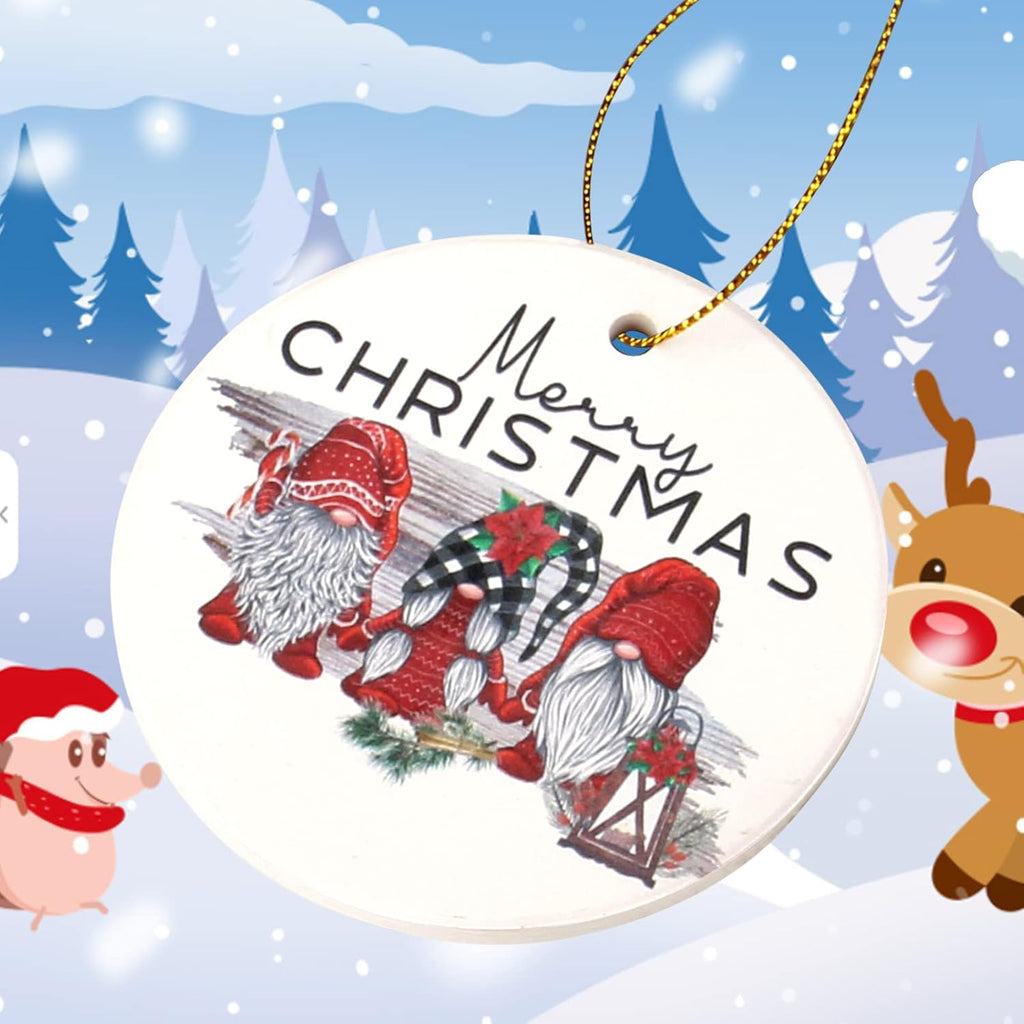 Cute Christmas Tree Ornaments for Decorations Small Tree First Ceramic Christmas Ornaments Gift Gnome Ornament Decorated Xmas Tree Mini Decorating Outdoor Hanging Ornaments
