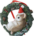 Christmas Small Animal Wreath Swing Ornament Hanging Decor for Xmas Tree Home Office Room Decoration with String (New, Mouse)