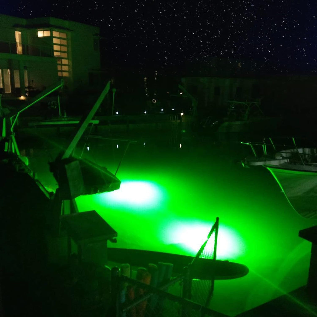 Underwater Fish Light 175W Quad Light for Docks with 50’ of Marine Grade Wire, Easy to Install, Dusk to Dawn Operation, Salt or Fresh Water, Guaranteed to Attract Fish