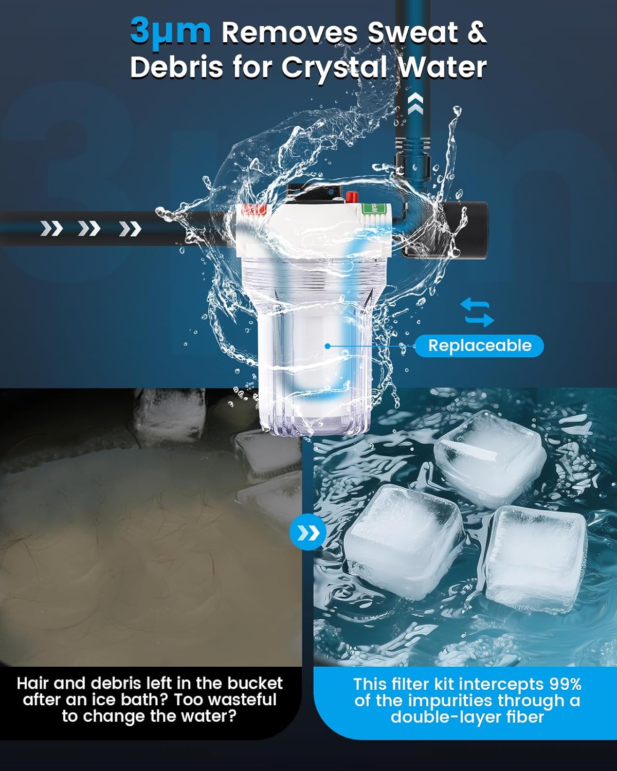 BAOSHISHAN Ice Bath Chiller, 1/3 HP Cold Plunge Chiller, Fast Cooling to 50F, Ultimate Muscle Recovery System, Easy Setup with Insulated Hose, Pump & 3 Micron PP Filter 110V