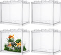 4PCS Plastic Small Betta Fish Tank, 0.6 Gallon Stackable Fish Bowl, Cube Fish Aquarium Tank for Shrimp, Turtle, Small Crab (Clear)
