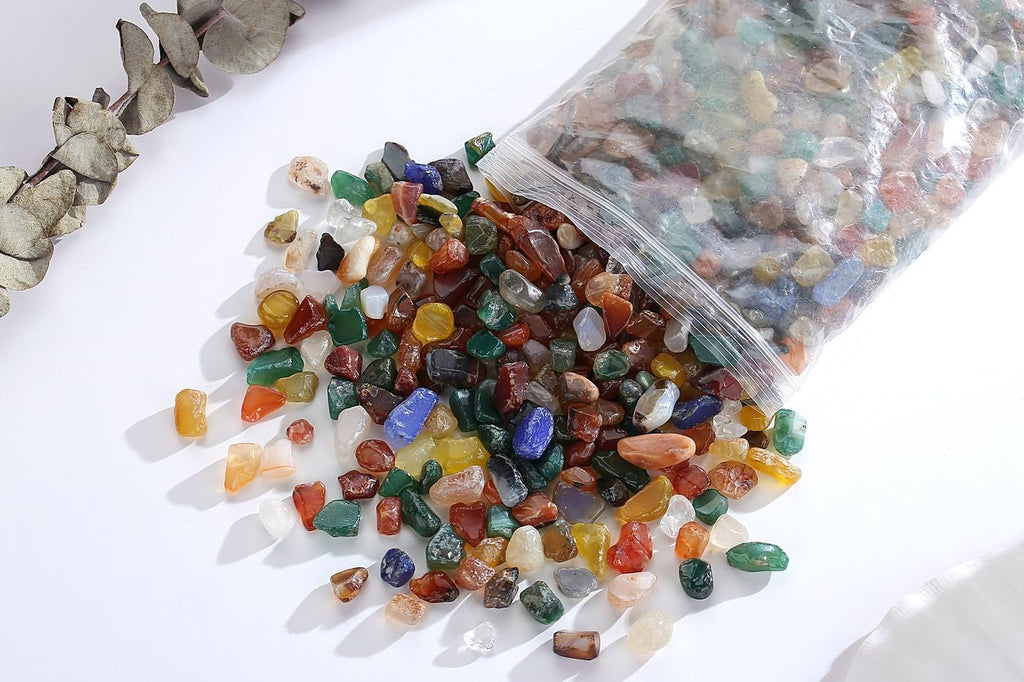 QINJIEJIE 0.9Lbs Multicolor Agate Rocks for Plant Decorative Succulent Pebbles Bulk Stones Terrarium Sand Small Turtle Rocks Fish Tank Decor Crystal Chips Aquarium Gravel Vase Filler for Planter