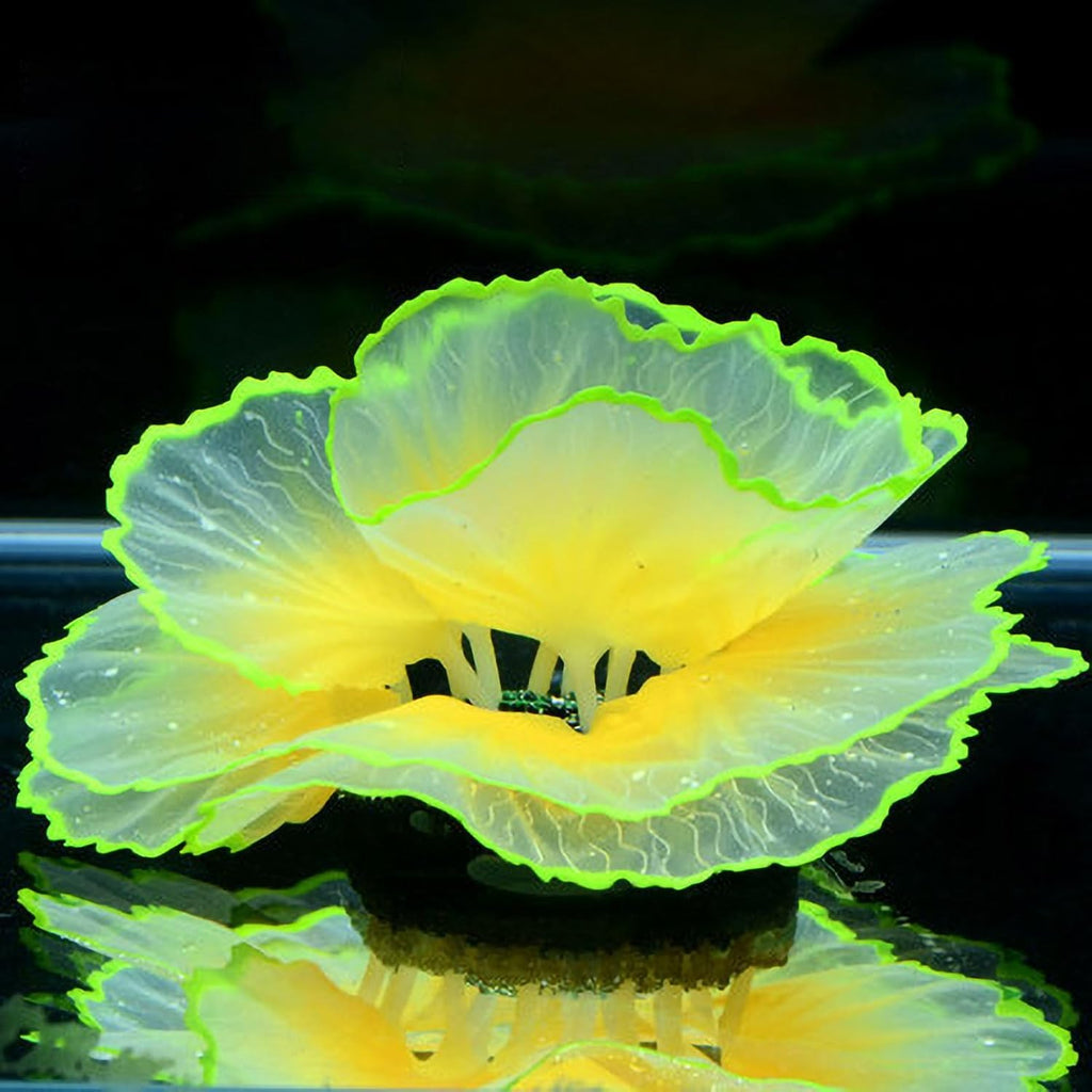 Aquarium Coral Ornament Glowing Effect Coral Decor Resin Fish Tank Plants Decoration for Aquarium Tank Landscape(Yellow)