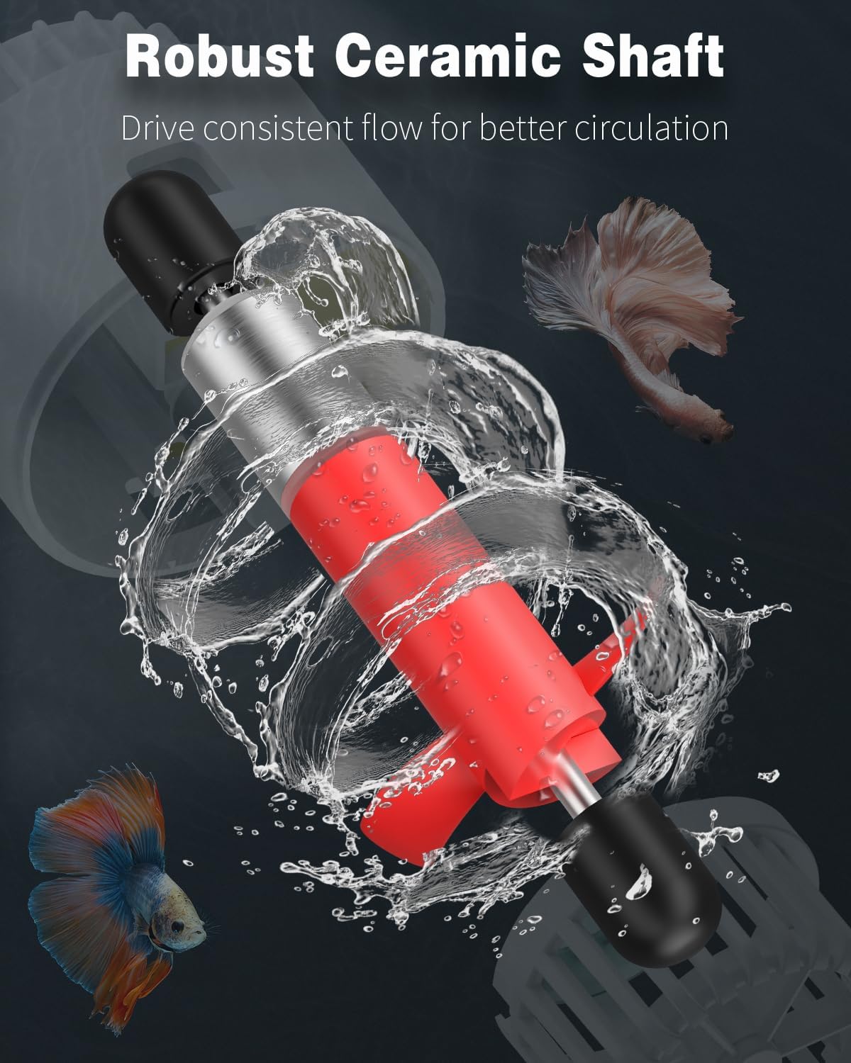 Pawfly Wave Maker for Aquarium, 1300 GPH Aquarium Powerhead, Quiet Submersible Wavemaker for 25-100 Gallon Fish Tanks, Water Circulation Pump with Strong Suction Cup Base