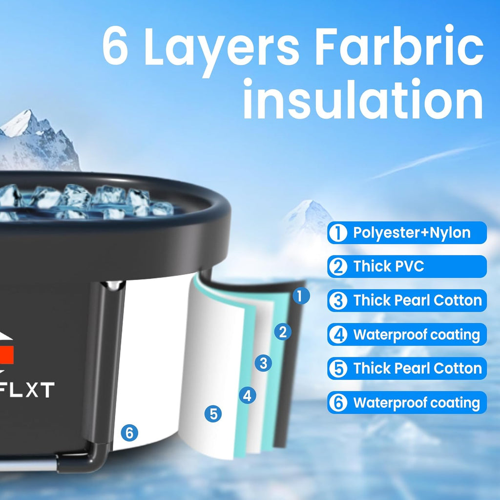XL Ice Bath Tub,133 GAL Large Portable Cold Plunge Tub with Cover, Cold Water Therapy Recovery at Home Gyms Outdoor Use,Extra Ice Massage Balls Include,46"L x 22"W x 23"H