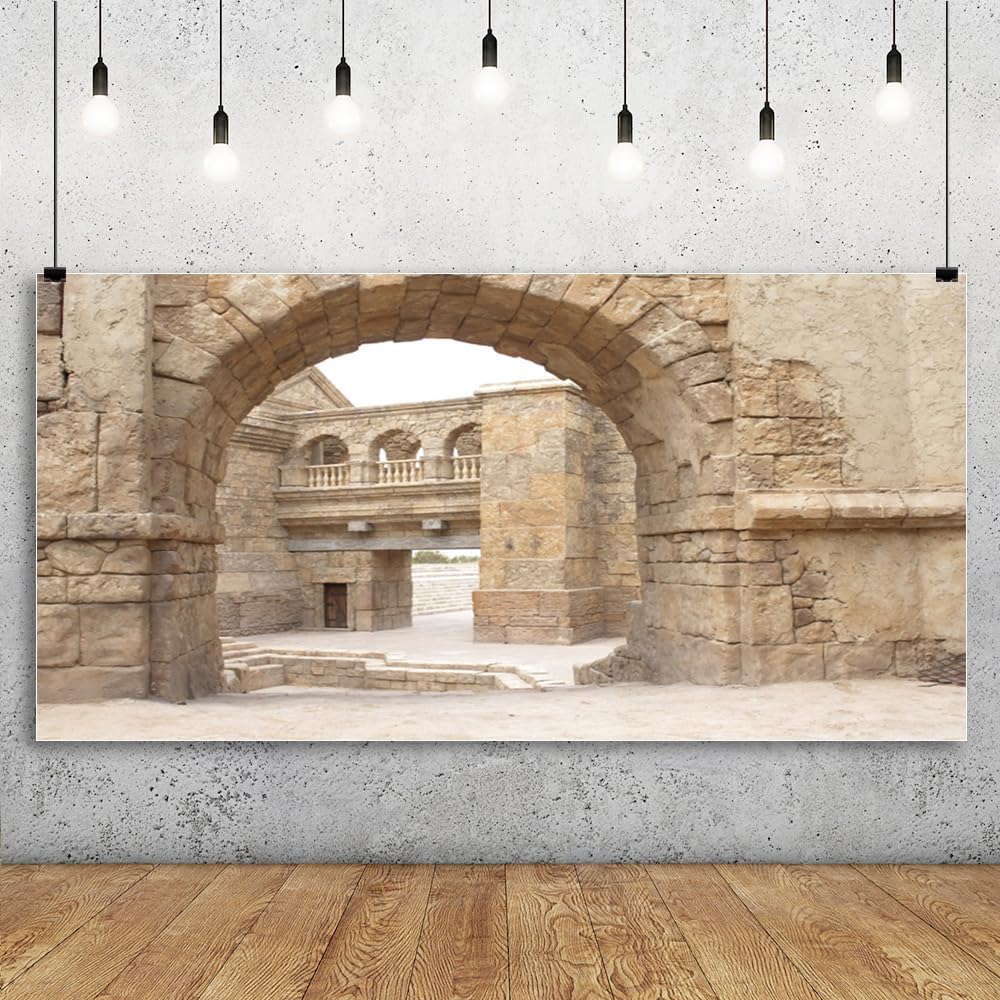 Leyiyi 20x10ft Old City Jerusalem Backdrop Ancient City Street Scenery Arches Stone Wall Buildings Background for Photography Roman Church Israel Photo Backdrop Vinyl Photo Booth Studio Props
