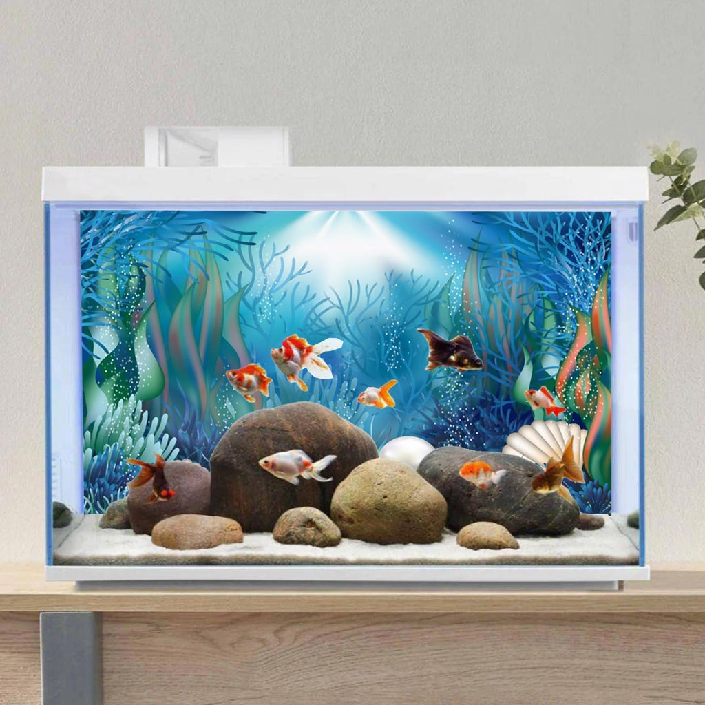 AWERT Vinyl 36x24 inches Underwater World Aquarium Background Aquatic Plants Coral Pearls Fish Tank Background Tropical Terrarium Background