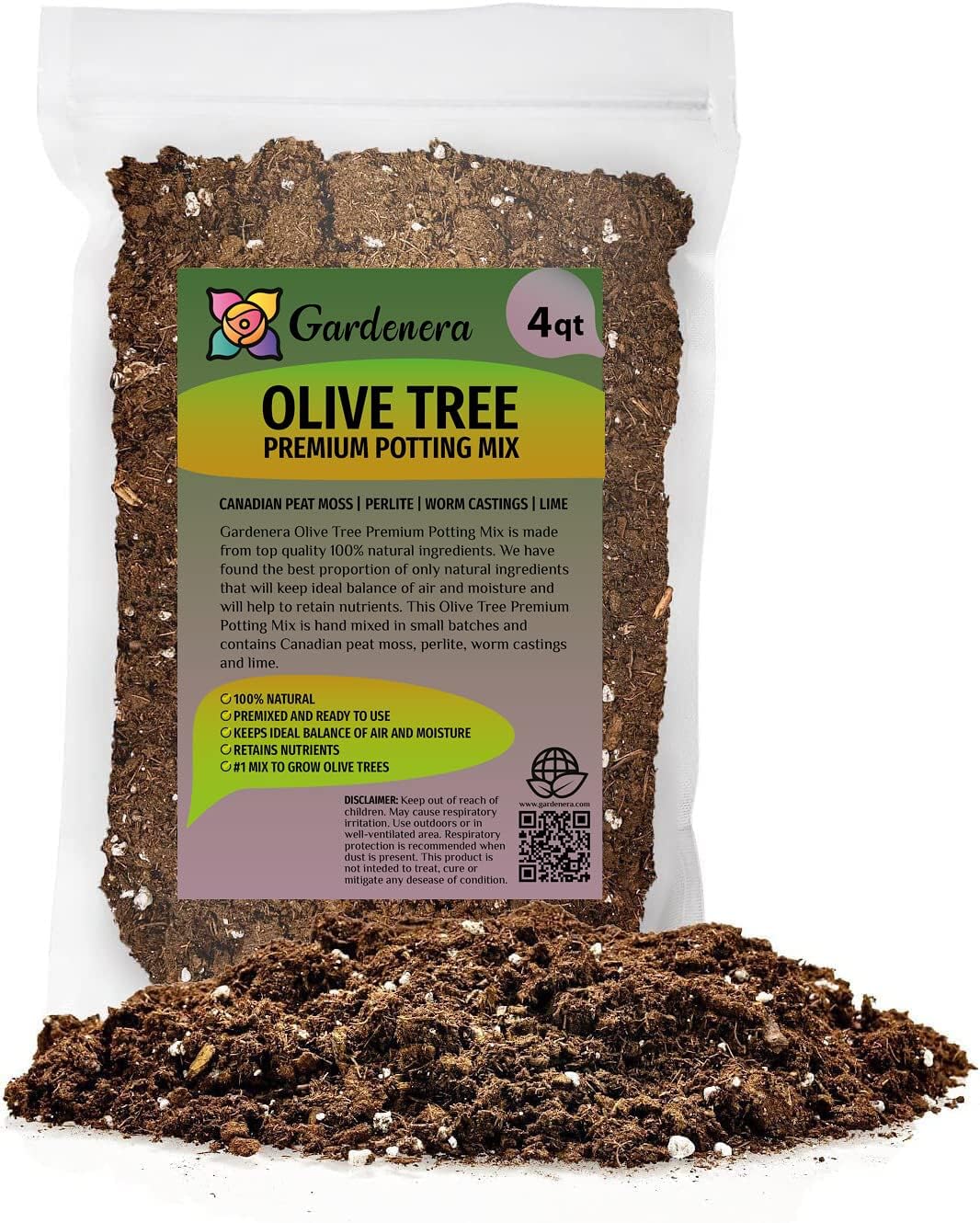 Gardenera Olive Tree Premium Potting Mix - Create a Mediterranean Paradise in Your Backyard - 4 Quart