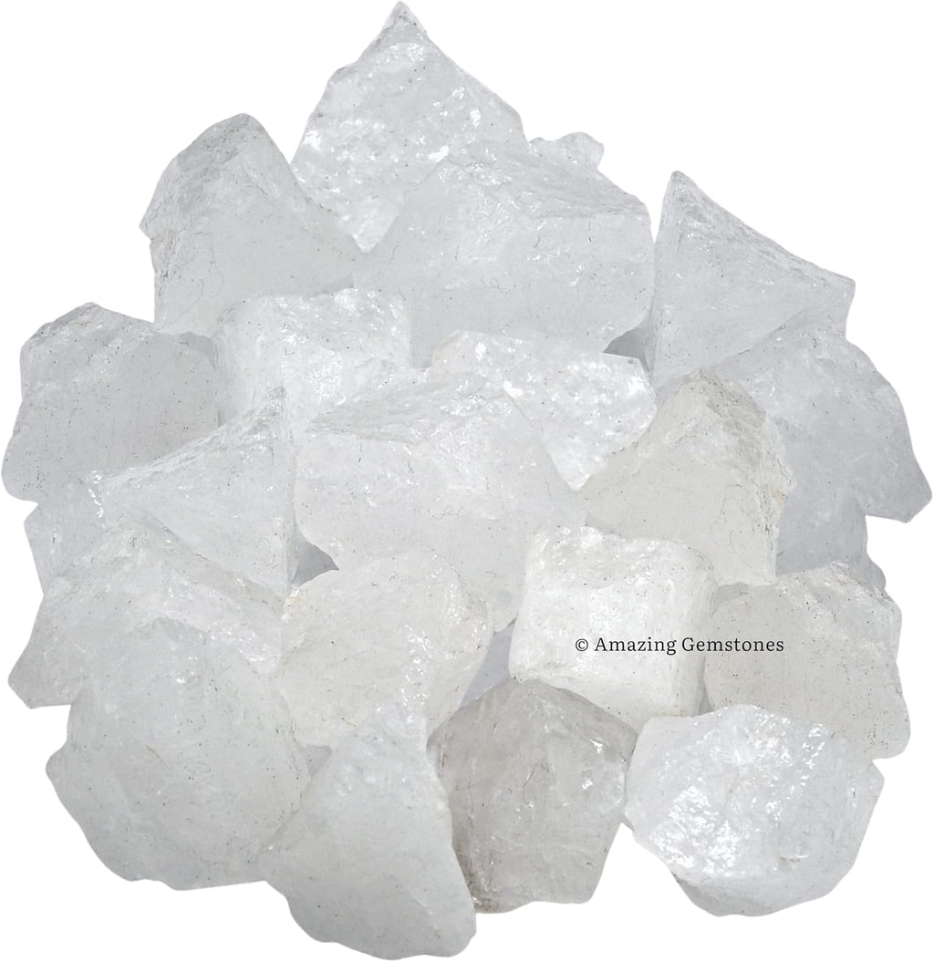 Amazing Gemstone Clear Quartz Raw Crystals and Healing Stones, Natural Rocks for Tumbling and DIY Raw Stones and Crystals (5 Pieces)