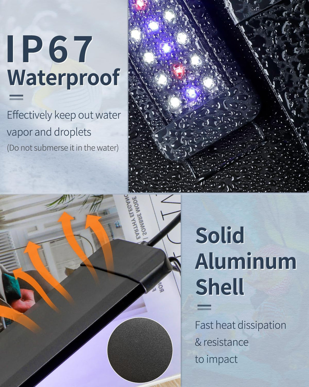 Pawfly 6 W Aquarium LED Light for 6" to 10" Fish Tanks Extendable Fish Tank Light with Full Spectrum Brilliant White Blue Red Lights with Daytime & Night Modes and Adjustable Brightness