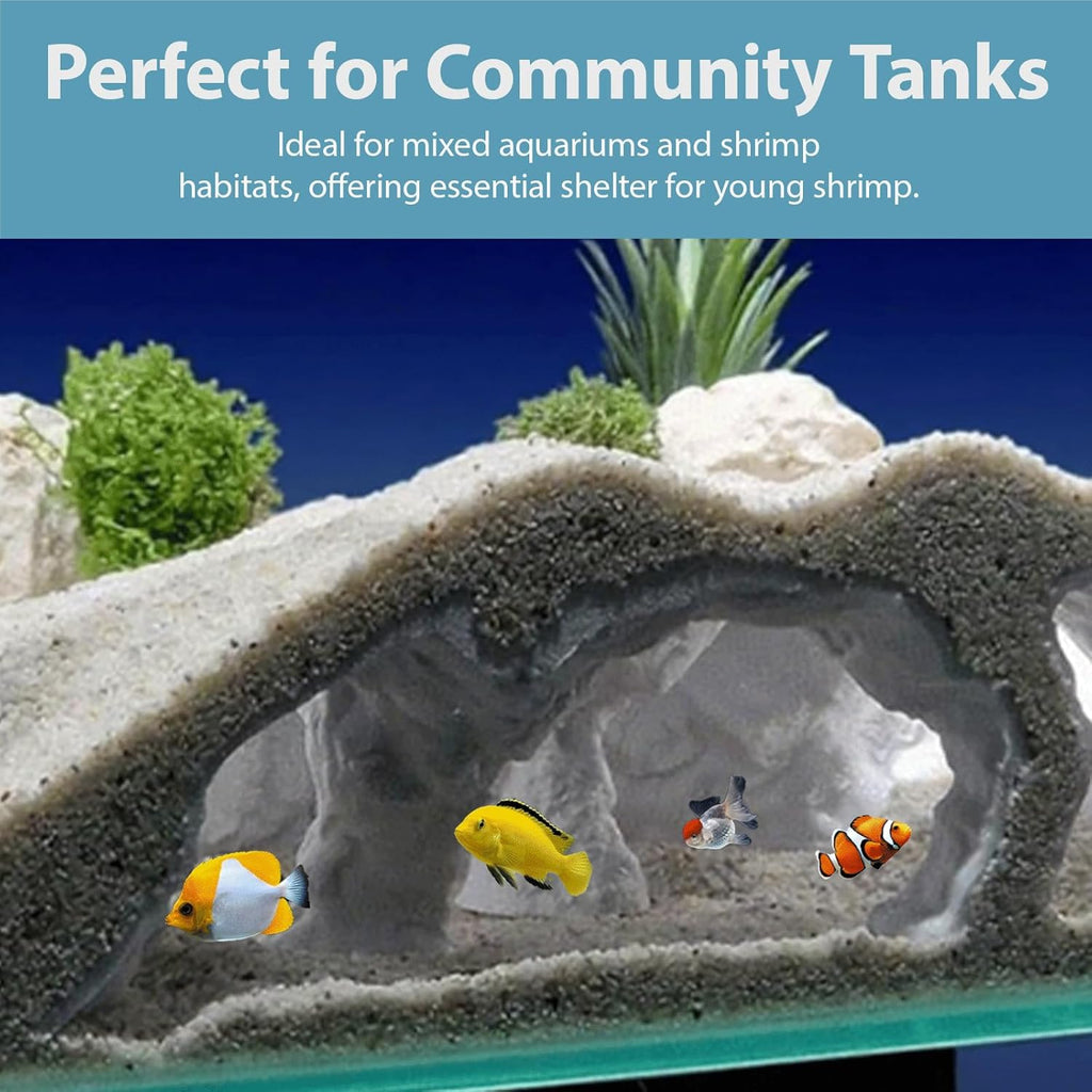 Aquarium Decor, Natural Curve Under Gravel Tunnel Cave, Fish Cave for Aquarium, 3D Printed Fish Tank Tunnel Decor for Betta, Guppy, Shrimp, Cory, Small Cichlid (Large)